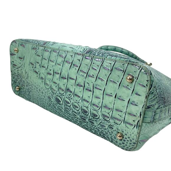 Brahmin Large Duxbury Satchel Bag Biscay Melbourne Blue Green Leather Croc - Picture 7 of 12